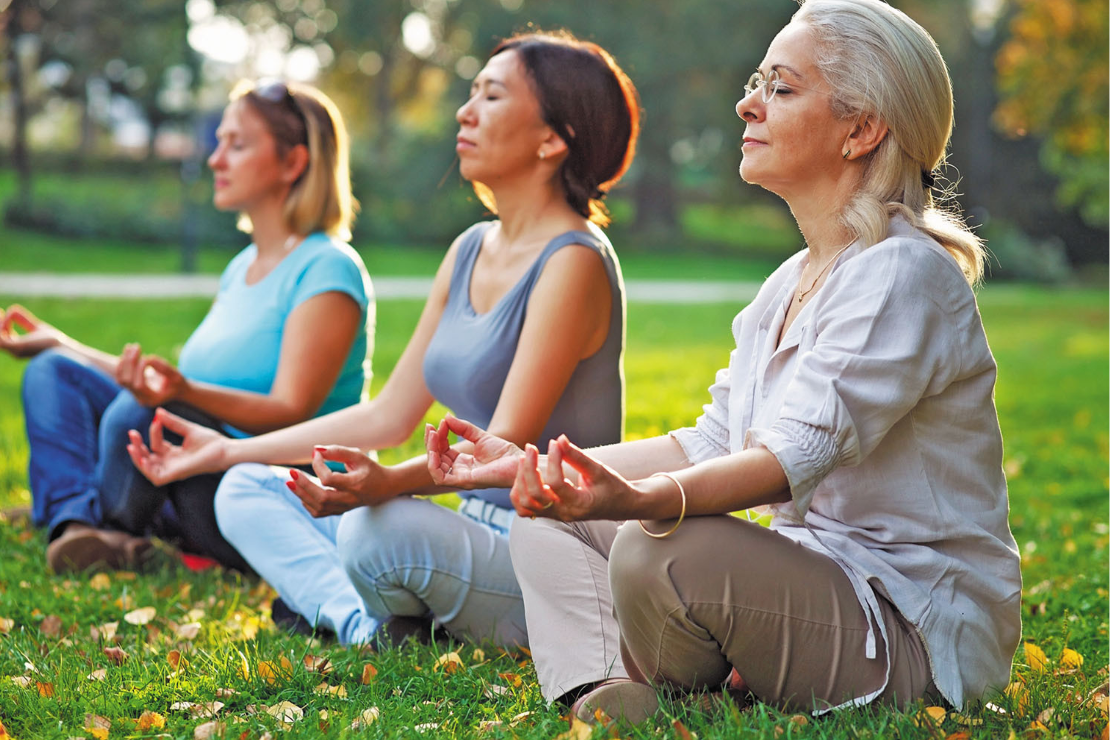 elderly ladies having meditation